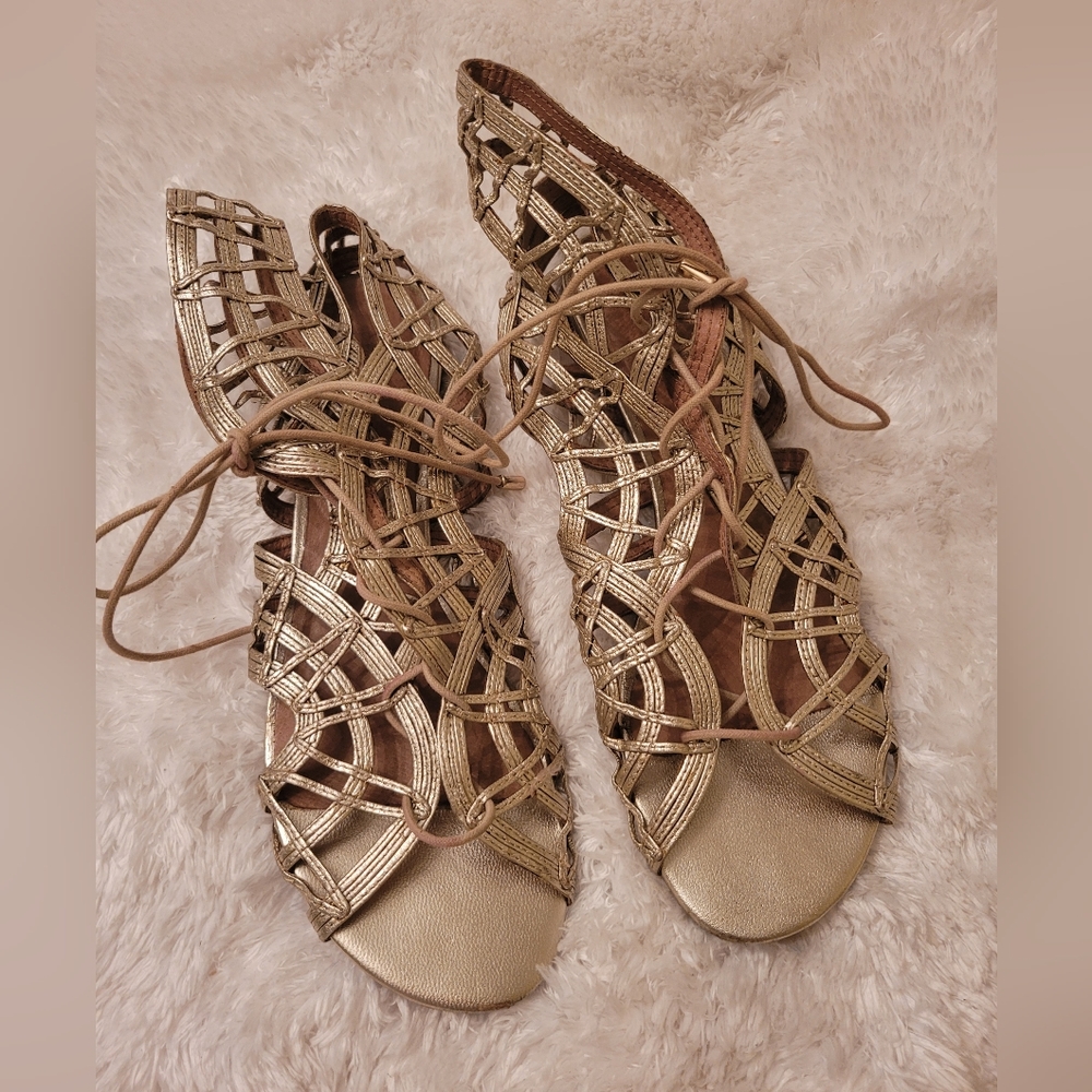 Golden gladiator sandals